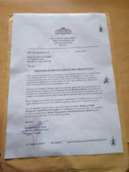 Schreiben des gambischen Gesundheitsministeriums